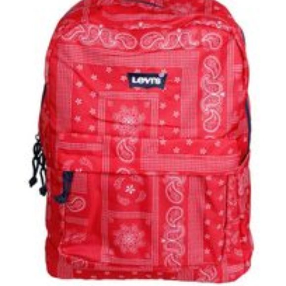 Levi's Unisex 16" Backpack laptop sleeve Printed Paisley Red/White NWT/NEW - Picture 2 of 9
